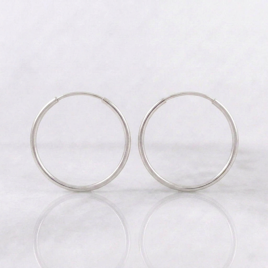 Hoop Earrings Smooth Ring 0.7gr / 3/4 in / 18K White Gold ©