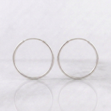Hoop Earrings Smooth Hoop 0.7gr / 3/4 in / White Gold 18K