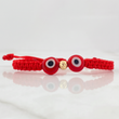 Pulsera Roja Ojos Turcos 4mm 1 Und Bola Diamantada Oro Amarillo 18K (A.C)