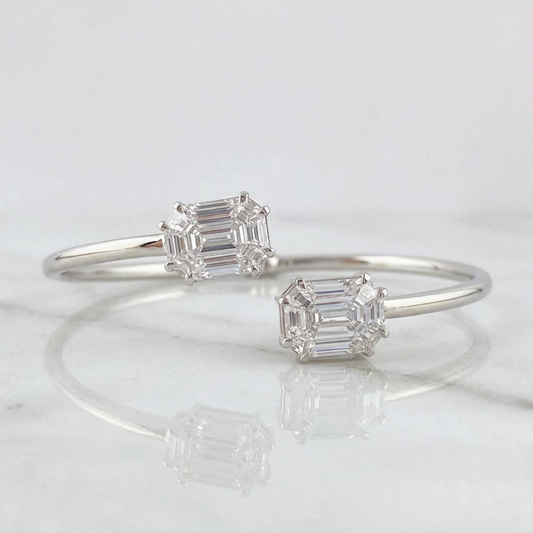 Pulso Aro Doble Cubo Diamantes 3.4qts 10g / 7 in / 2.95mm Oro Blanco 18K