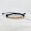 Black Bracelet 4mm 11 Beads Polished Diamond Cut 18K Yellow Gold (A.C)