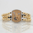 Black Bracelet Saint Michael Archangel 16.25g / 18K Gold &