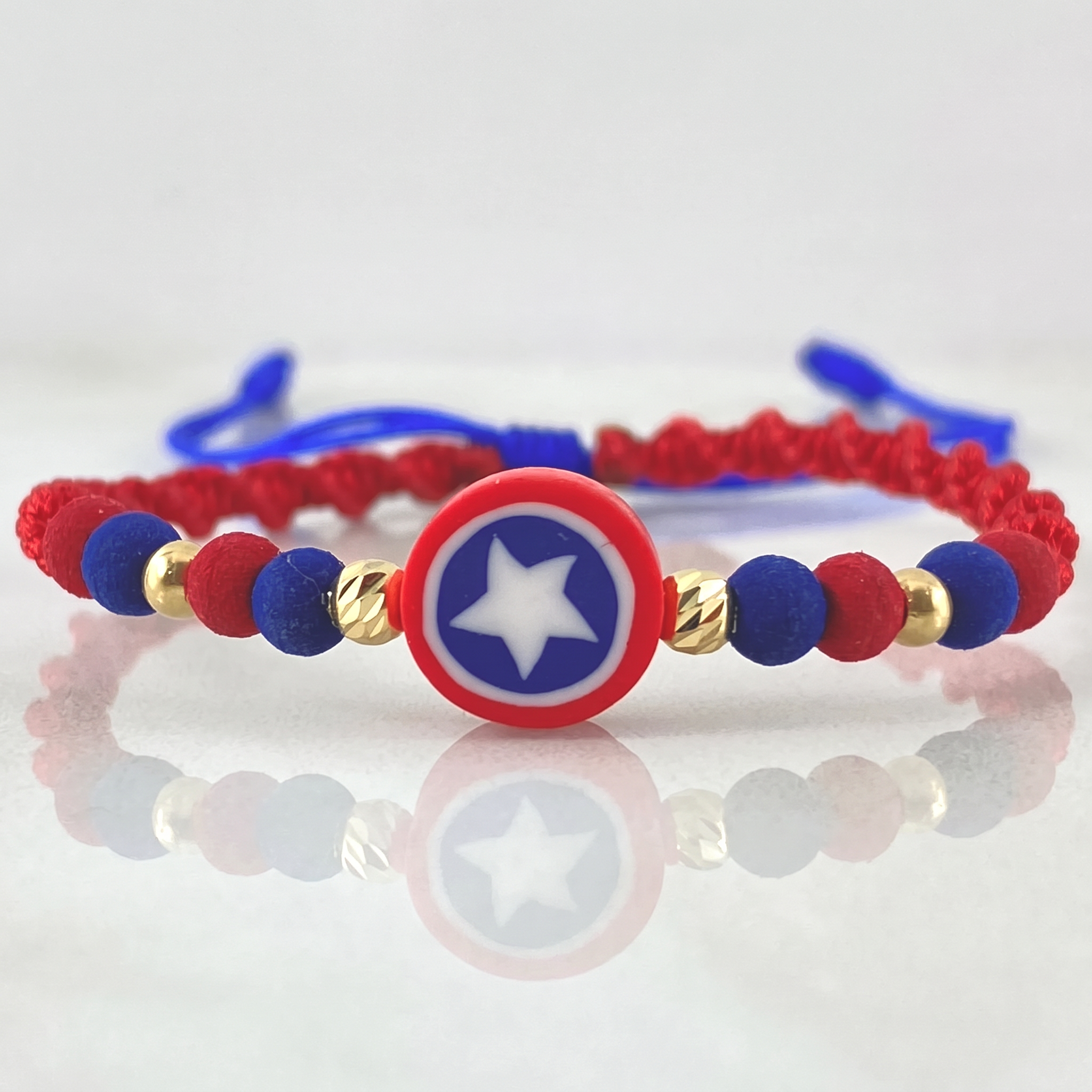 Pulsera Azul Estrella Super Héroe 4 Und Oro 18K (A.C)