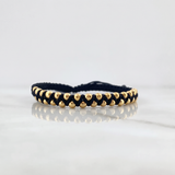 Pulsera Negra 3mm 31 Und Bolas Lisas Oro Amarillo 18K (A.C)