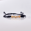 Black Bracelet 3mm-4mm 5 Pcs Polished Diamond Cut Beads 18K Gold Yellow (A.C)