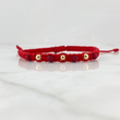 Red Bracelet 4mm 3 Pcs Polished Beads Neoprenes 18K Gold
