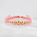 Pulsera Tejida Rosada Lisas 3 Und / 5Mm-6Mm / Diamantadas 4 Und / 3Mm-4Mm Oro Rosa 18K (A.C)