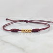 Pulsera Café Bolas 3mm 3 und Lisas Oro Amarillo 18K (A.C)