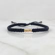 Pulsera Negra 3mm 3 Und Bolas Lisas Oro Amarillo 18K (A.C)