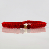 Red Woven Bracelet 4Mm 1 Pc Yellow Gold 18K