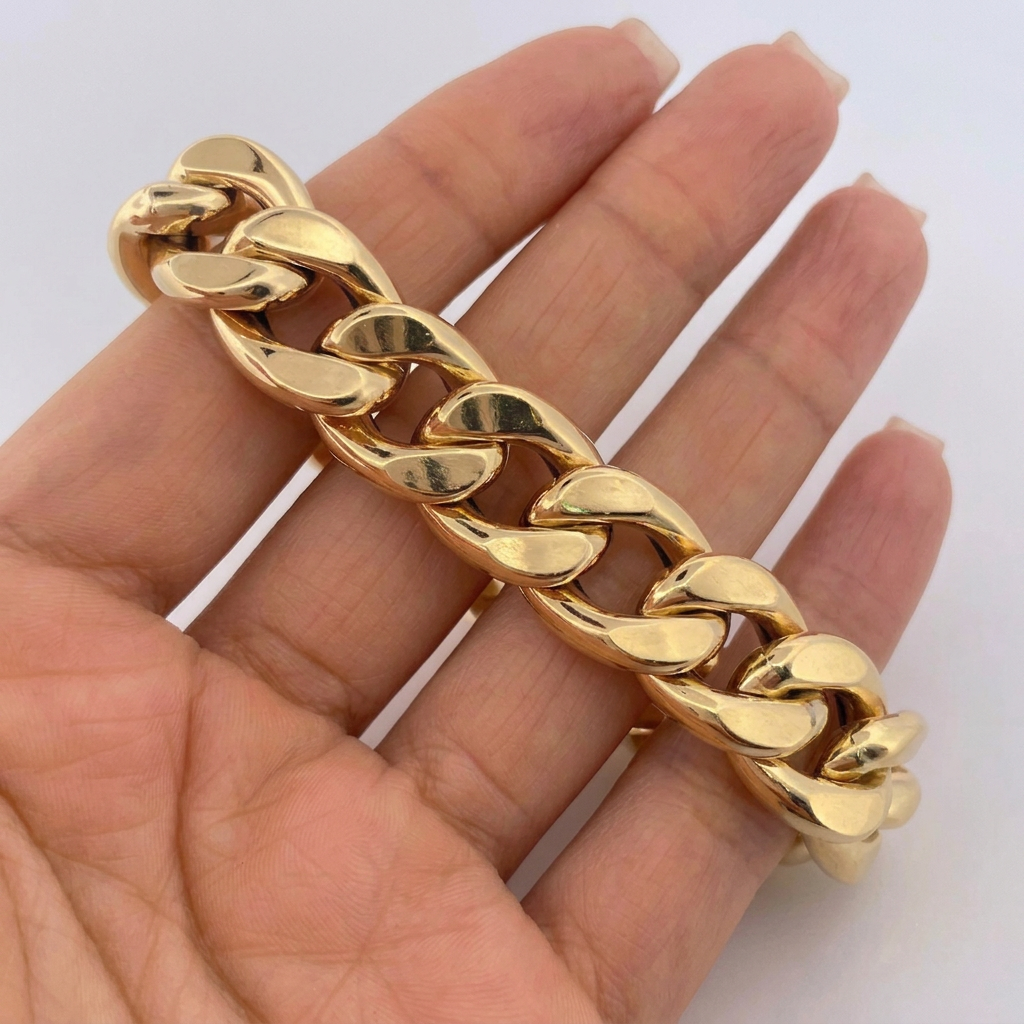 Pulso Cubano 18.65gr / 20cm / +3 Oro 18K &