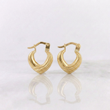 Candongas Corazon Rayado 1.15 g / 1/2 in Oro Amarillo 18K