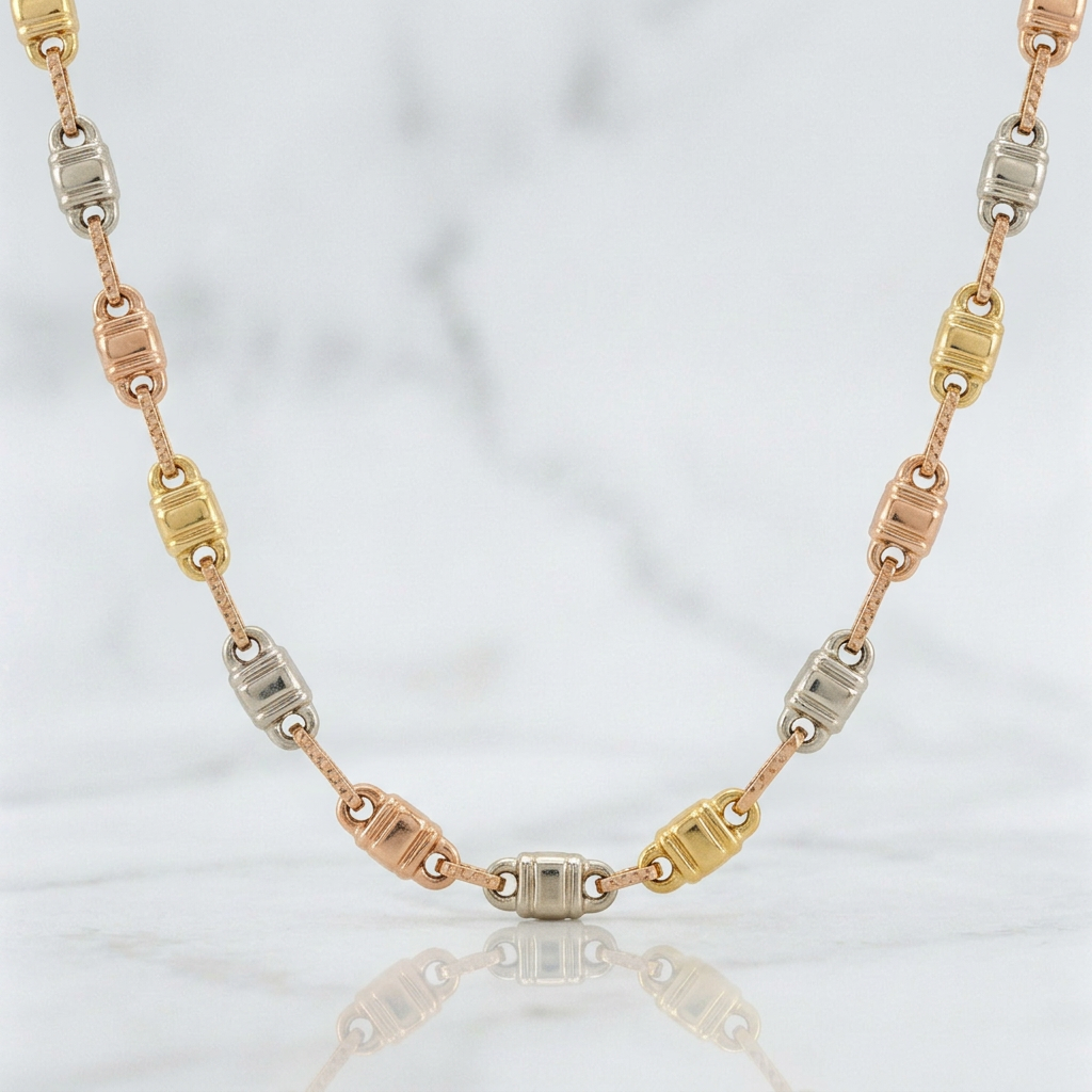 Rustic Barrel Chain 8.45g / 20 in / 3.5mm Three 18K Golds