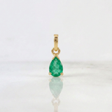 Dije Lagrima Esmeraldas 60pts 0.5gr / 1/2 in / Oro Amarillo 18K &