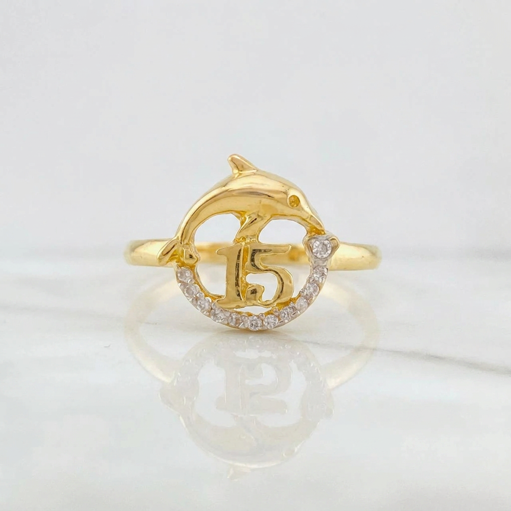 Anillo Delfin 15´s 1.95g / T6 1/4 Oro Amarillo 18K