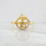 Anillo Delfin 15´s 1.95g / T6 1/4 Oro Amarillo 18K