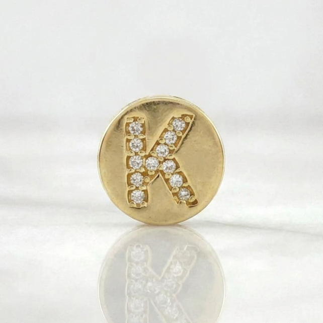 Dije Herraje Letra K 1.3gr / 1/2 in / Oro Amarillo 18K *