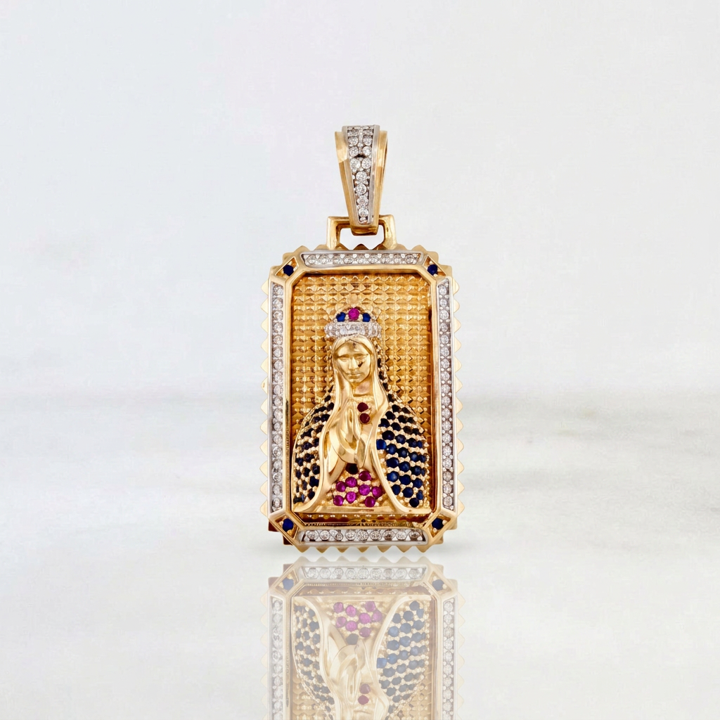 Dije Virgen Maria 12.35 g / 1 3/4 in Dos Oros Amarillo Blanco 18K