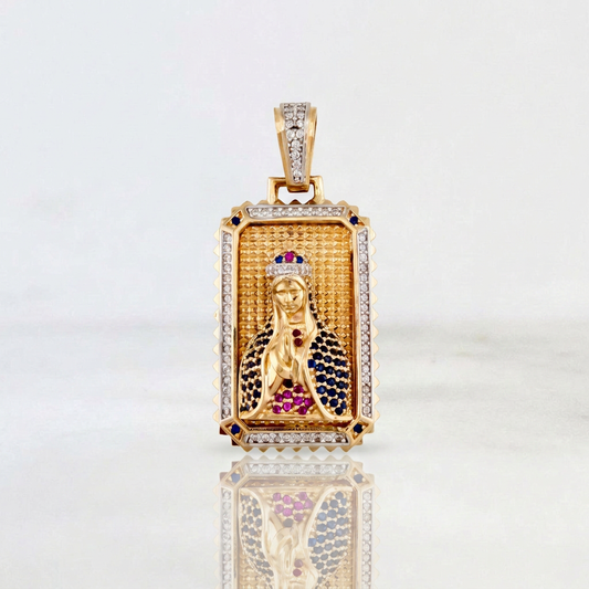 Dije Virgen Maria 12.35 g / 1 3/4 in Dos Oros Amarillo Blanco 18K