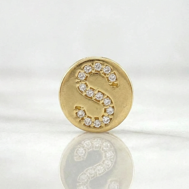 Dije Herraje Letra S 1.35gr / 1/2 in / Oro Amarillo 18K *