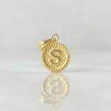 Dije Letra S Marco Bordeado 0.65g / 3/4 in Oro Amarillo 18K