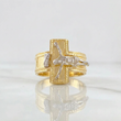 Anillo Cruz Cristo Bordeado 4g / T9 Dos Oros Amarillo Blanco 18K