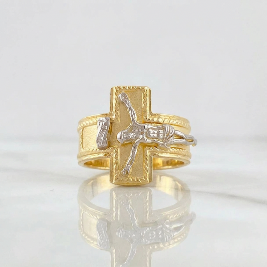 Christ Cross Ring Bordered 4g / T9 Two-Tone Yellow White Gold 18K