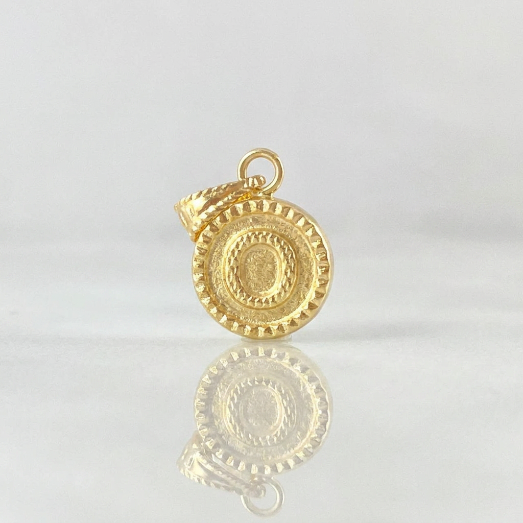 Dije Letra O Doble Textura 0.6g / 3/4 in Oro Amarillo 18K