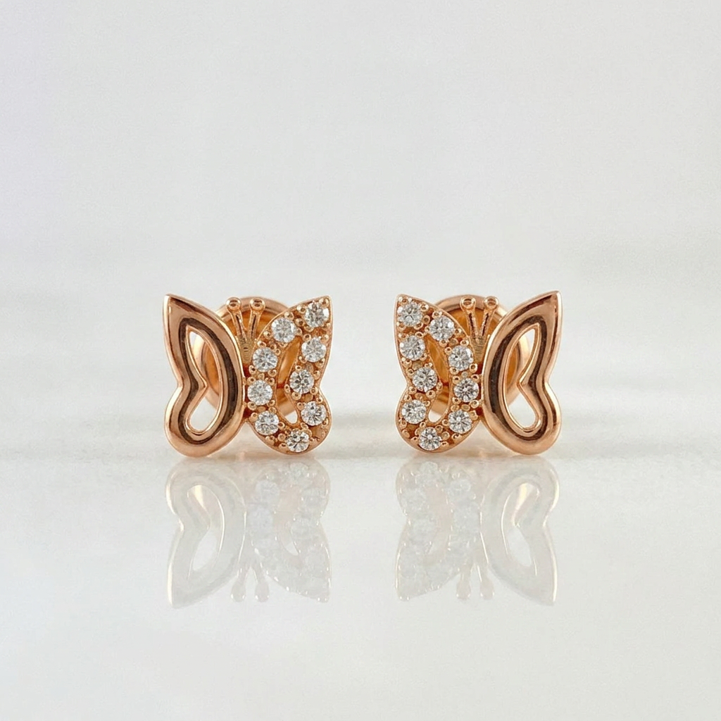 Topos Silueta Mariposa 0.9gr / 6.66mm Oro Rosa 18K %
