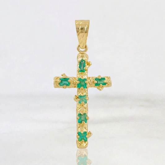 Dije Cruz Tronco Esmeraldas 5,10 Qts 6.7 g / 2 1/2 in Oro Amarillo 18K