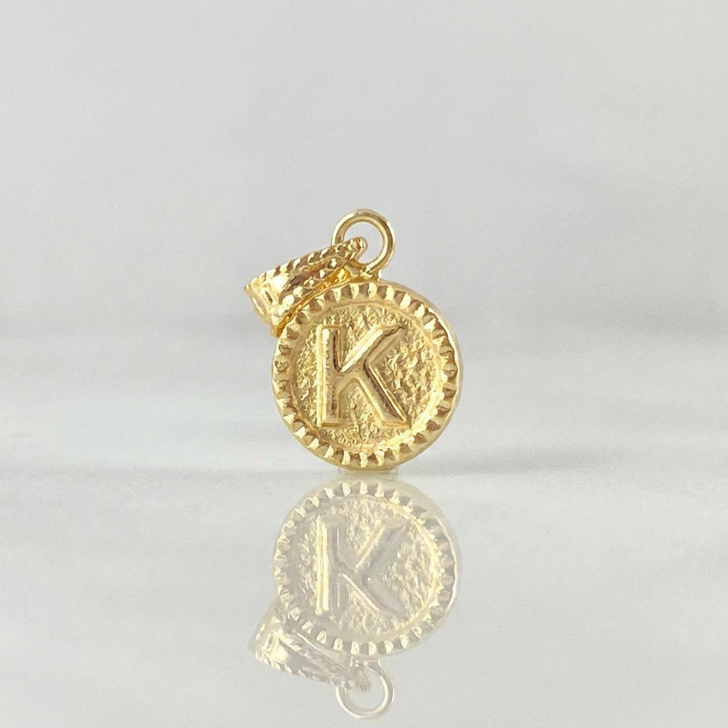 Pendant Letter K Framed Border 0.6g / 3/4 in Yellow Gold 18K