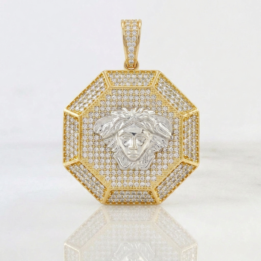Pendant Medusa 11.15gr / 1 1/2 in / Two-tone Yellow White Gold 18K *