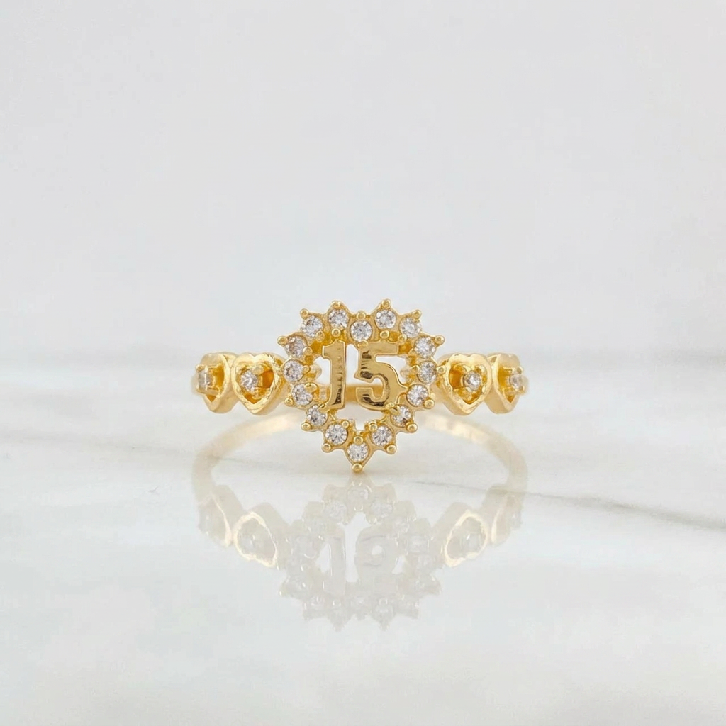 Anillo 15' Corazones 1.45g / T5 1/4 Oro Amarillo 18K