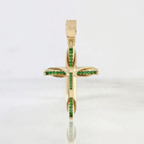 Pendant Cross Radiance Emeralds 63pts 11.6g / 2 1/4 in 18K Yellow Gold