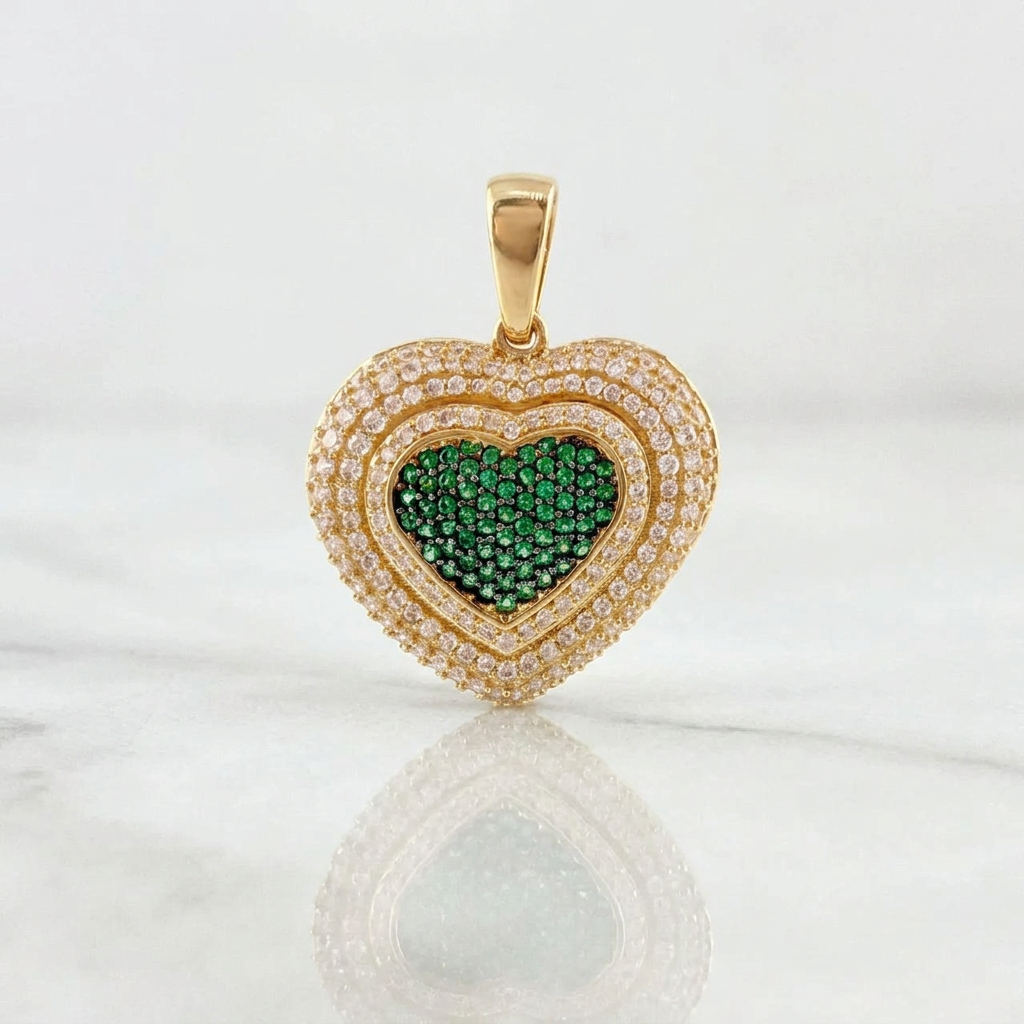 Dije Halo Corazón Tupido 9.75g / 1 1/2 in Oro Amarillo 18K