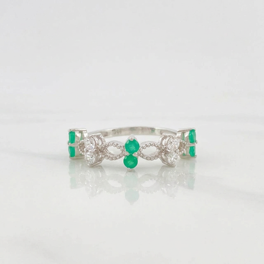 Anillo Infinito Zigzag Esmeralda 39Pts 1.95 g / T8 1/4 Plata 925
