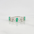 Emerald Flowers Ring 39Pts 2.05 g / T7 Silver 925