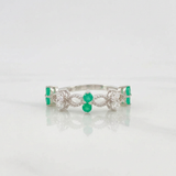Emerald Flowers Ring 39Pts 2.05 g / T7 Silver 925