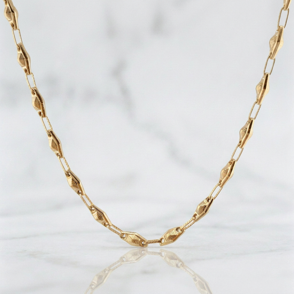 Cadena Rustica Rombo Abultado 11.6g / 24 in / 4.5mm Oro Amarillo 18K