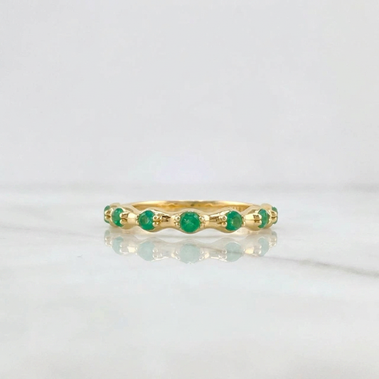 Anillo Cintillo Esmeralda 22pts Esmeraldas 7pts 2.25g / T6 1/2 Oro Amarillo 18K