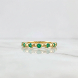 Emerald Band Ring 22pts Emeralds 7pts 2.25g / Size 6 1/2 Yellow Gold 18K