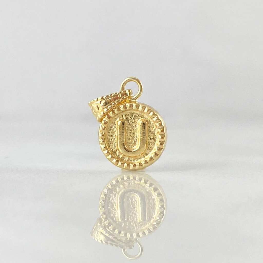Pendant Letter U Framed Border 0.55g / 3/4 in Yellow Gold 18K