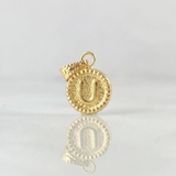 Pendant Letter U Framed Border 0.55g / 3/4 in Yellow Gold 18K