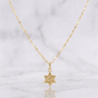 Mirror Flower Chain Set + Star of David Pendant / 1.2g / 18 in 18K Yellow Gold
