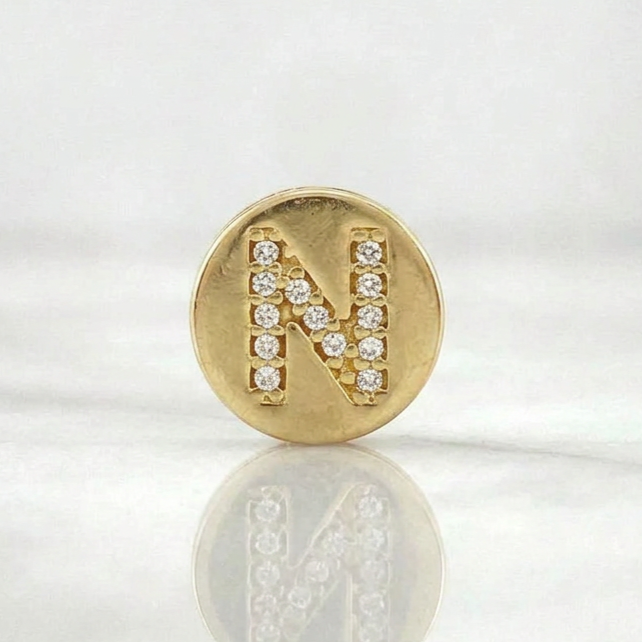 Letter N Charm Pendant 1.5gr / 1/2 in / Yellow Gold 18K *