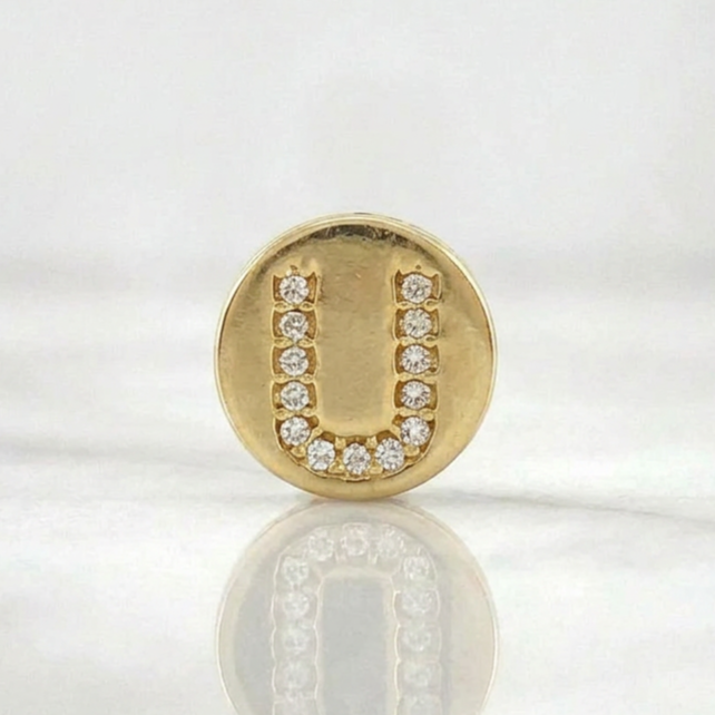 Pendant Charm Letter U 1.35gr / 1/2 in / Yellow Gold 18K *