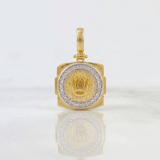 Dije Corona 2.8g / 1 in Dos Oros Amarillo Blanco 18K