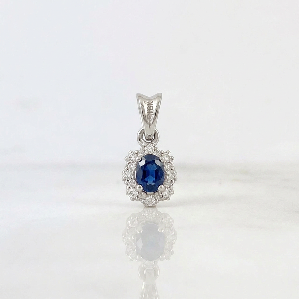 Halo Pendant Sapphire 0.85gr / 1/2 in / White Gold 18K %