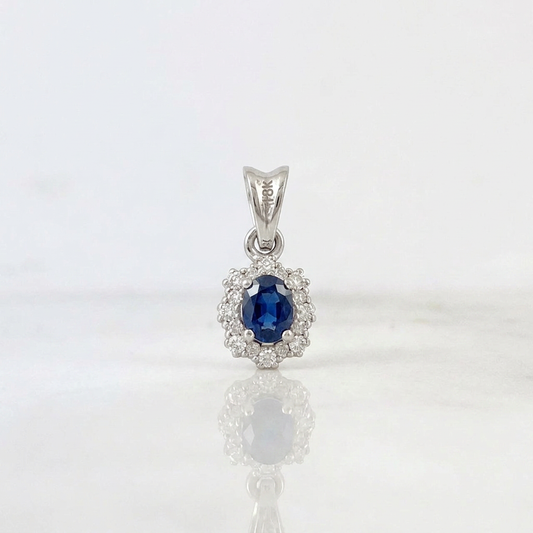 Dije Halo Zafiro 0.85gr / 1/2 in / Oro Blanco 18K %