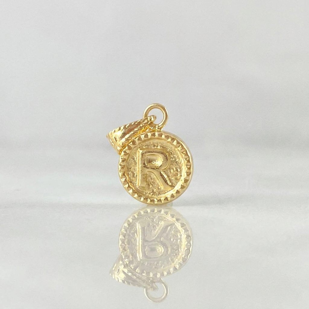 Pendant Letter R Framed Border 0.55g / 3/4 in 18K Yellow Gold